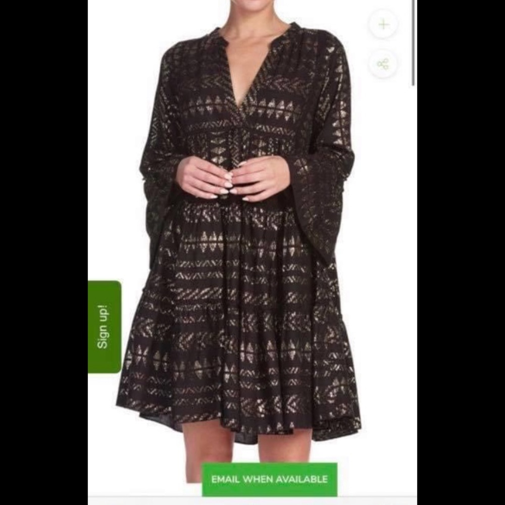 Willow park black and gold geometric dress size m